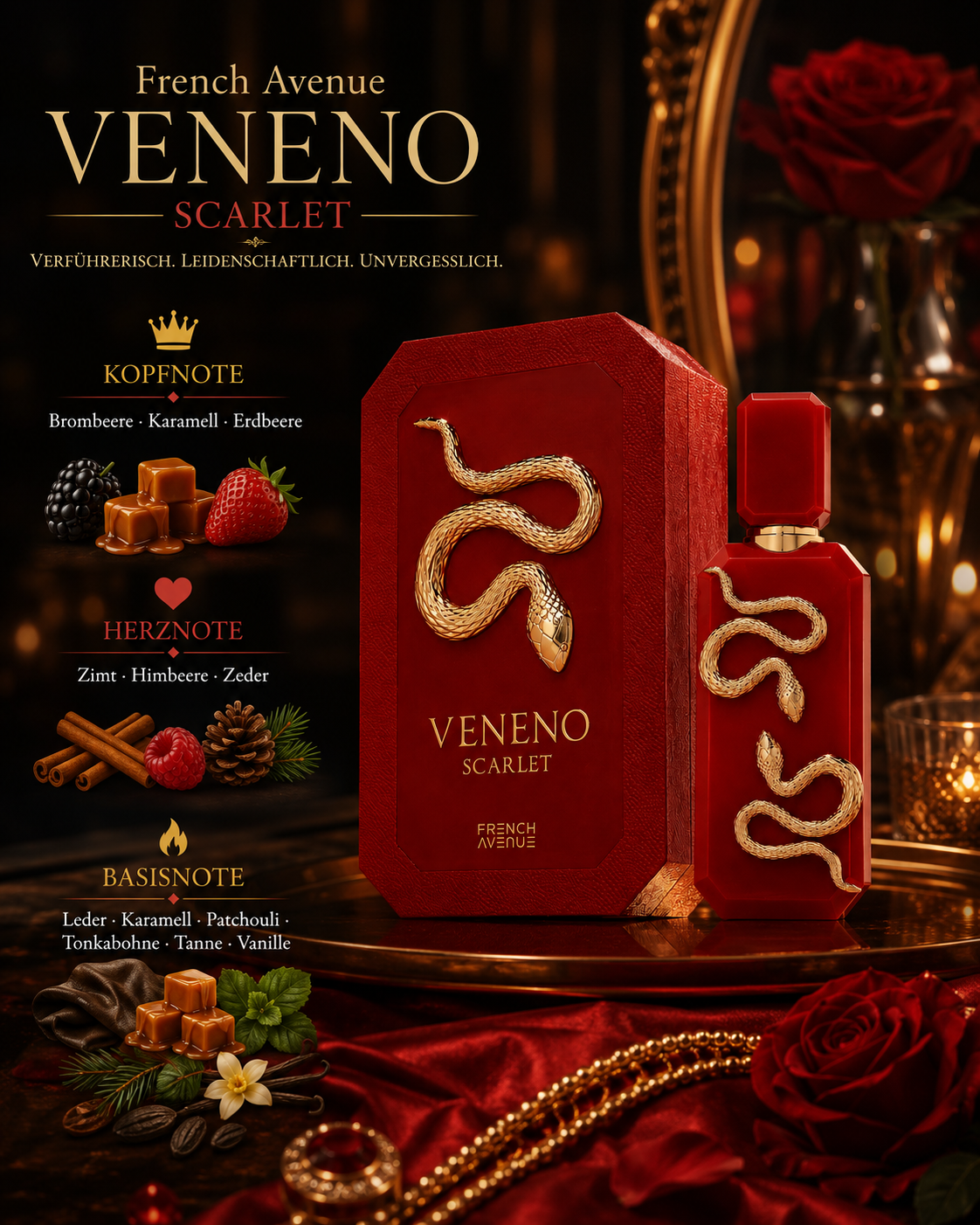 French Avenue Veneno Scarlet Unisex EDP 100ml